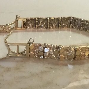 14k Solid Yellow Gold “Unisex” Diamond Cut Bracelet w 14k Safety Chain